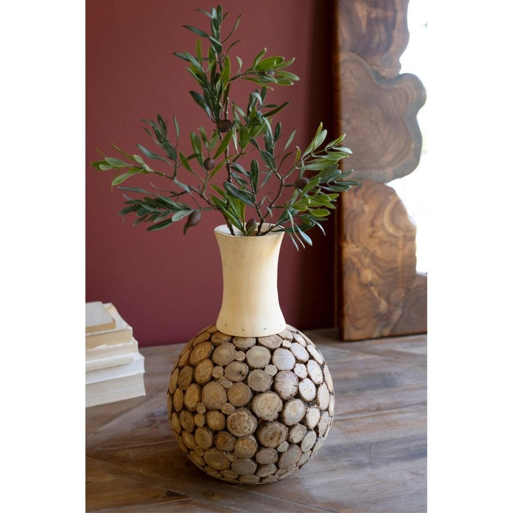 Jarrón KALALOU Bulbo de Madera Ensamblada 36 cm Corto