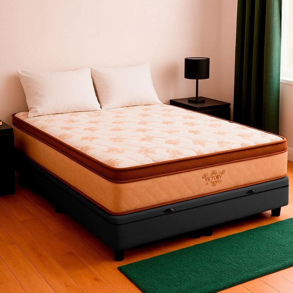 Cama Box Baú Casal Cinza E Colchão Victory Molas Vstore