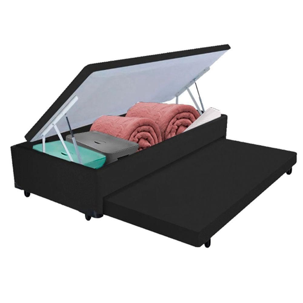 Bicama Box Com Baú Solteiro Preto 78x188x44 V-store