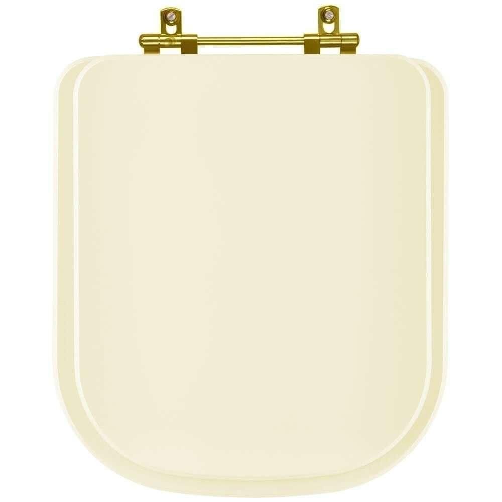 Tampa De Vaso Laqueado Axis Creme Para Bacia Deca Com Ferragem Dourada