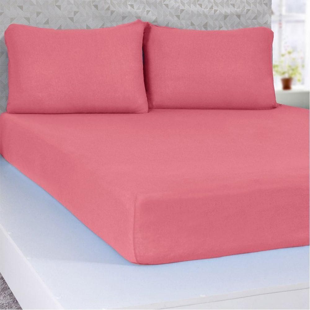 Lençol Casal Serena Malha 100% Algodão 138x188x23 Goiaba