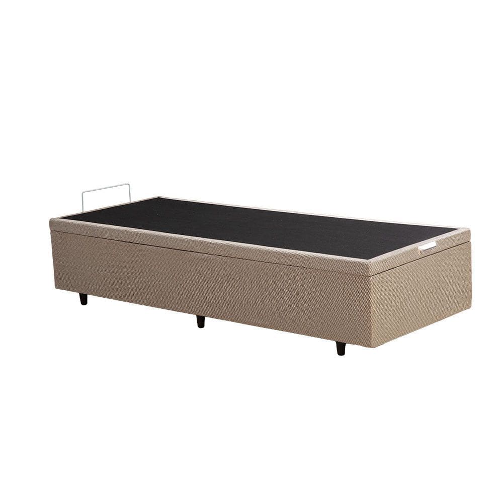 Cama Box Bau Solteiro 88x188 Base em Madeira de Eucalipto Resistente para Organizacao do Quarto Cor Bege