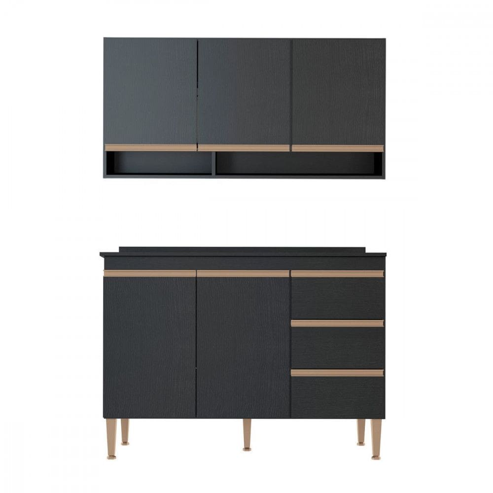 Balc?o Tampo com Arm?rio A?reo para Cozinha 120x52cm Menu M?veis