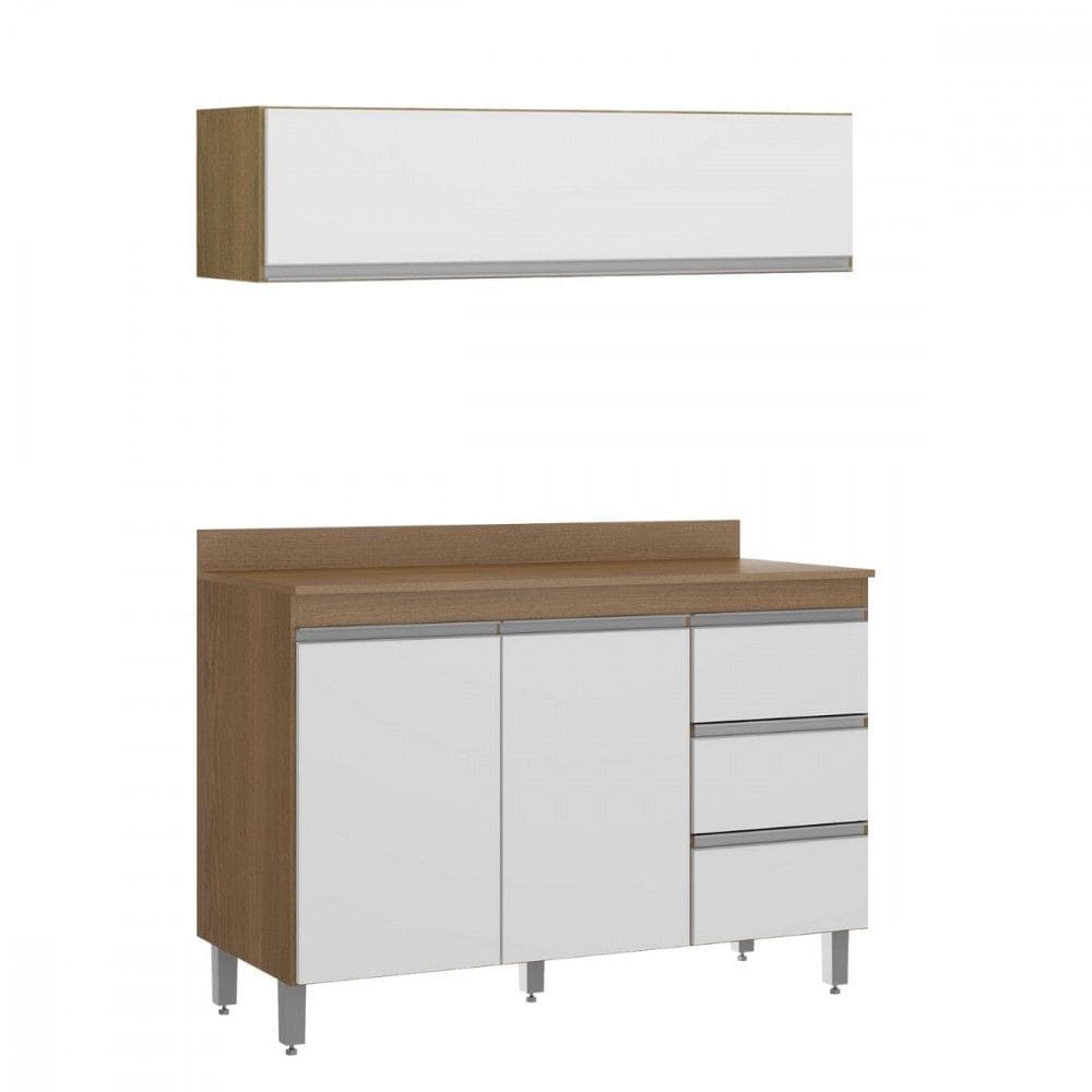 Balc?o Tampo para Cozinha com Arm?rio A?reo Basculante 120cm Menu M?veis