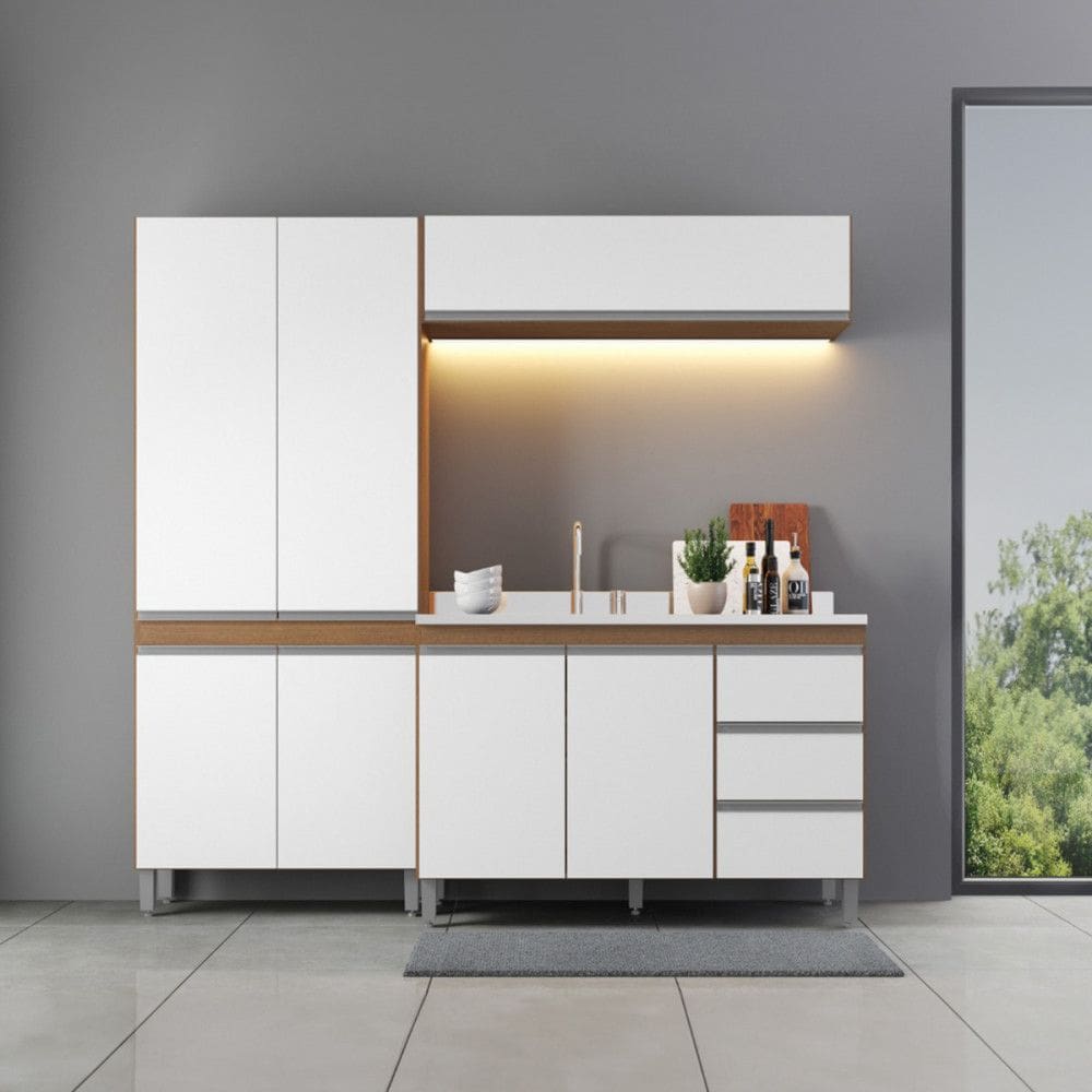 Cozinha Compacta Modulada para Apartamento Sabrina 200x202Cm MDP Menu M?veis