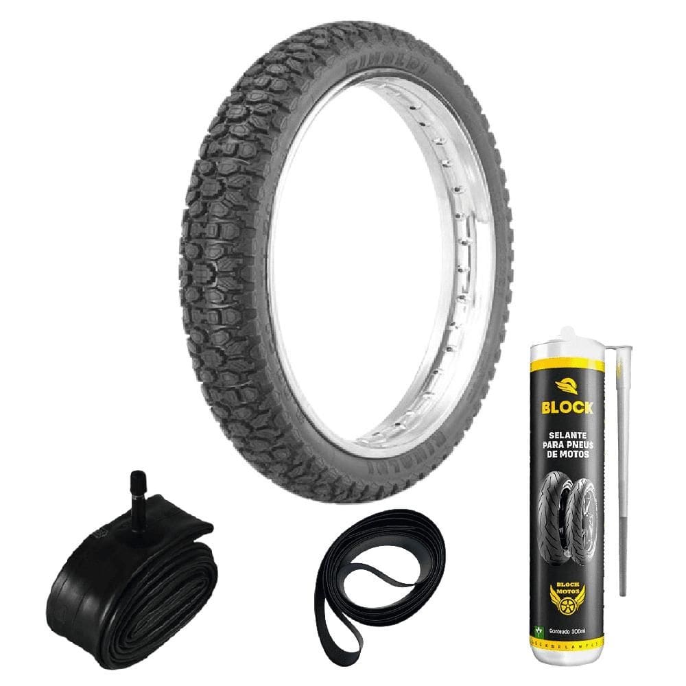Pneu Cg 125 Factor 150 Cg 150 90/90-18 51p Wh21 Rinaldi + Camara + Cinta + Selante