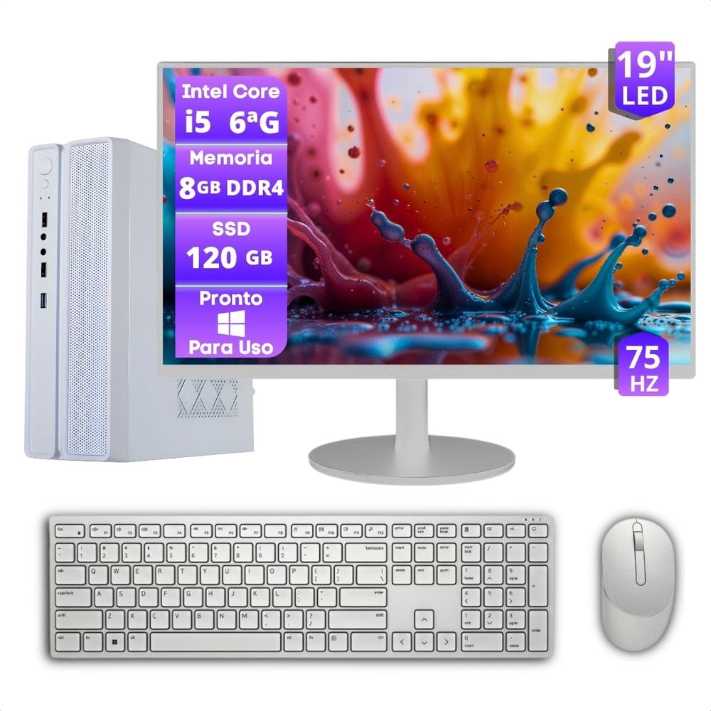 Pc Slim Completo Kit Intel I5 16gb 480gb Monitor19 Caixa Som 480 Gb 16 Gb Video Integrado