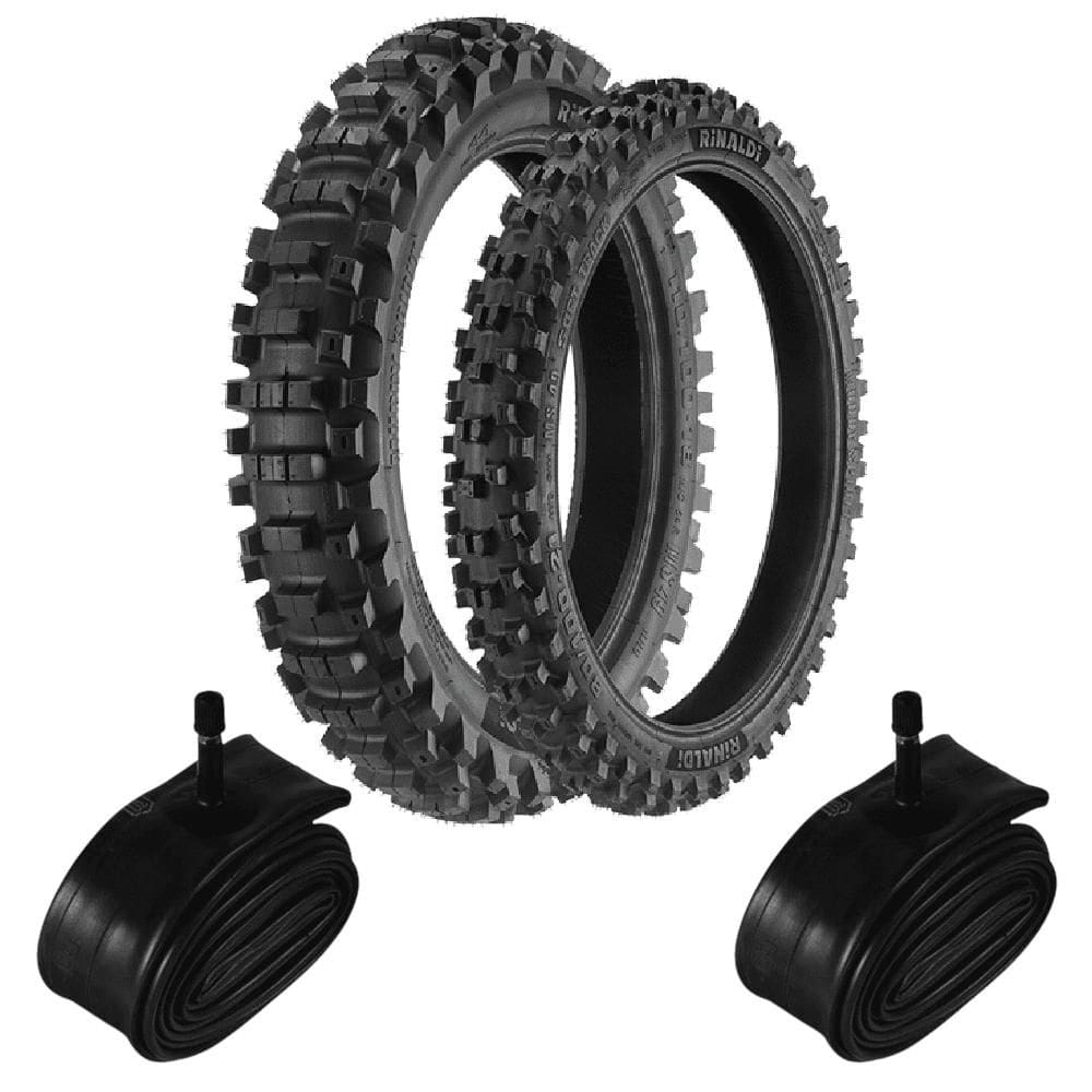 Kit Pneu Crf 250f 80/100-21 + 110/100-18 Ms49 Rinaldi + Camaras 4mm Rinaldi