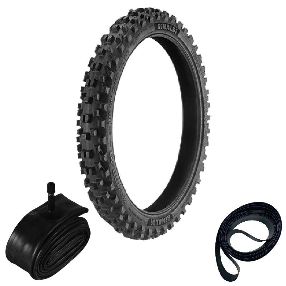 Kit Pneu Crf 250 80/100-21 51m Tt Ms49 Rinaldi + Camara + Cinta
