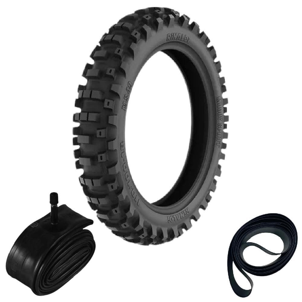 Kit Pneu 110/100-18 64r Ms49 Rinaldi + Camara + Cinta