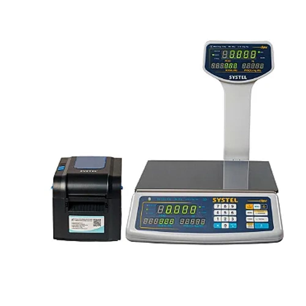 Combo Balança Systel Clipse Torre Branca 15kg + Impressora Térmica Quo Novo
