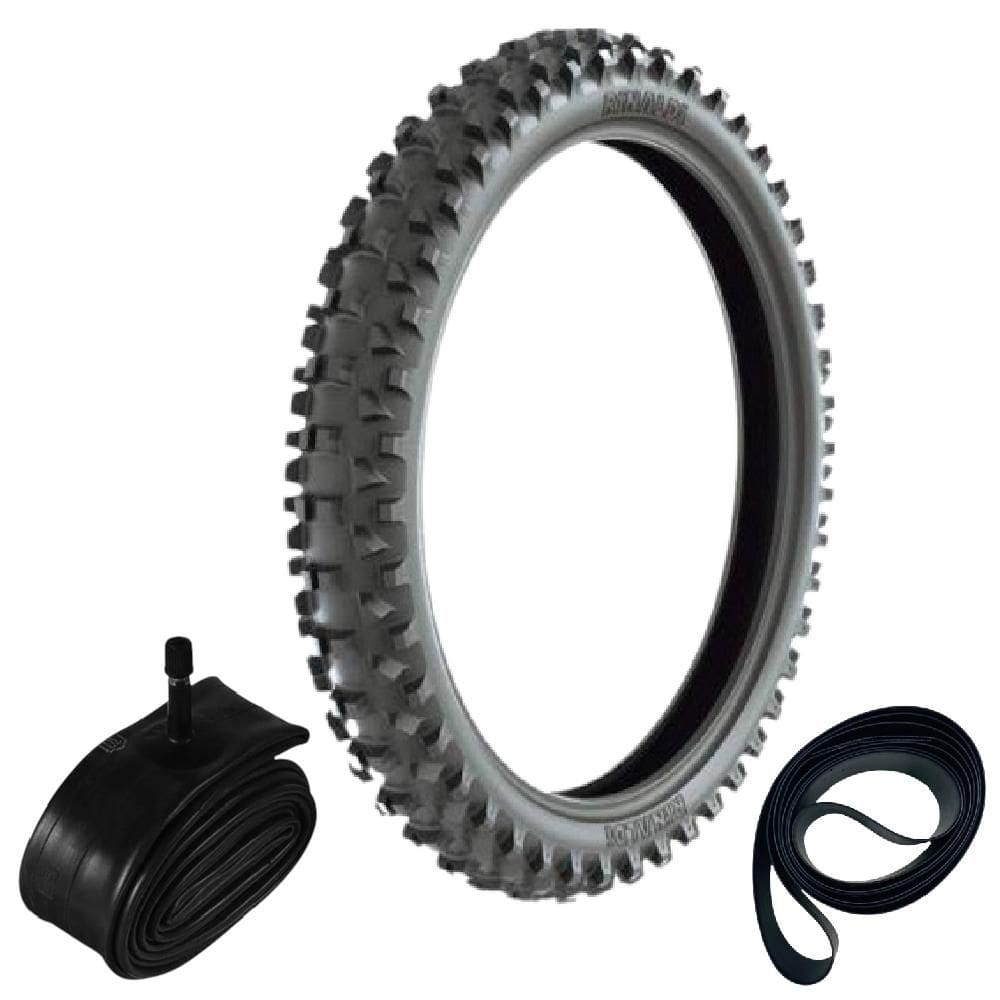 Kit Pneu Dt 180 Ktm Klx 80/100-21 51m Rs47 Rinaldi + Camara + Cinta