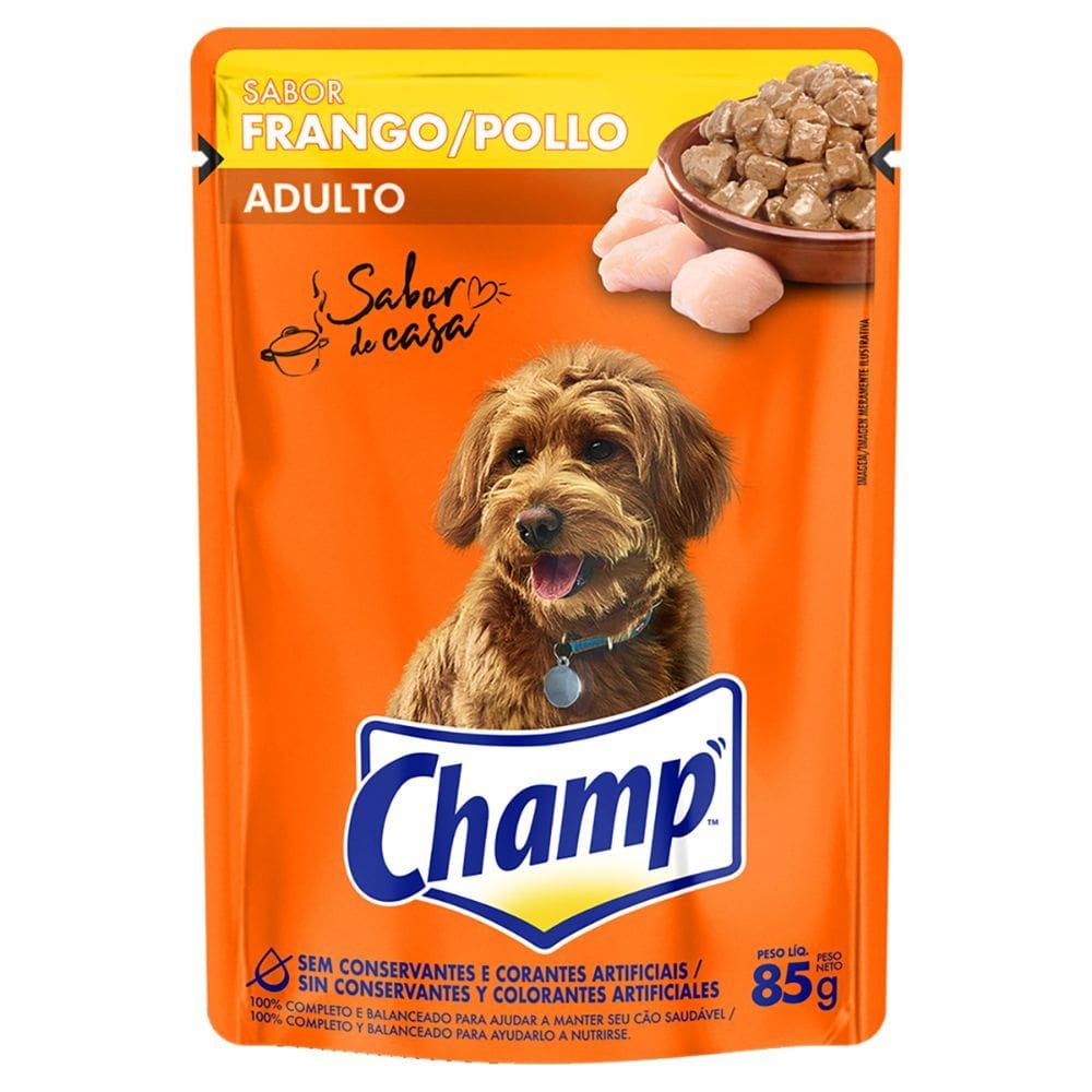 Ração Úmida Champ Adulto sabor Frango Sachê 85g