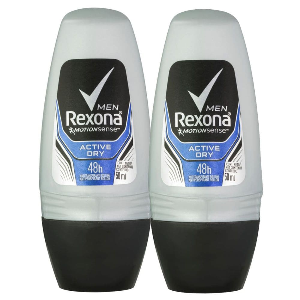 Kit 2 Desodorante Rexona Men Active Roll-on Antitranspirante 48h com 50ml