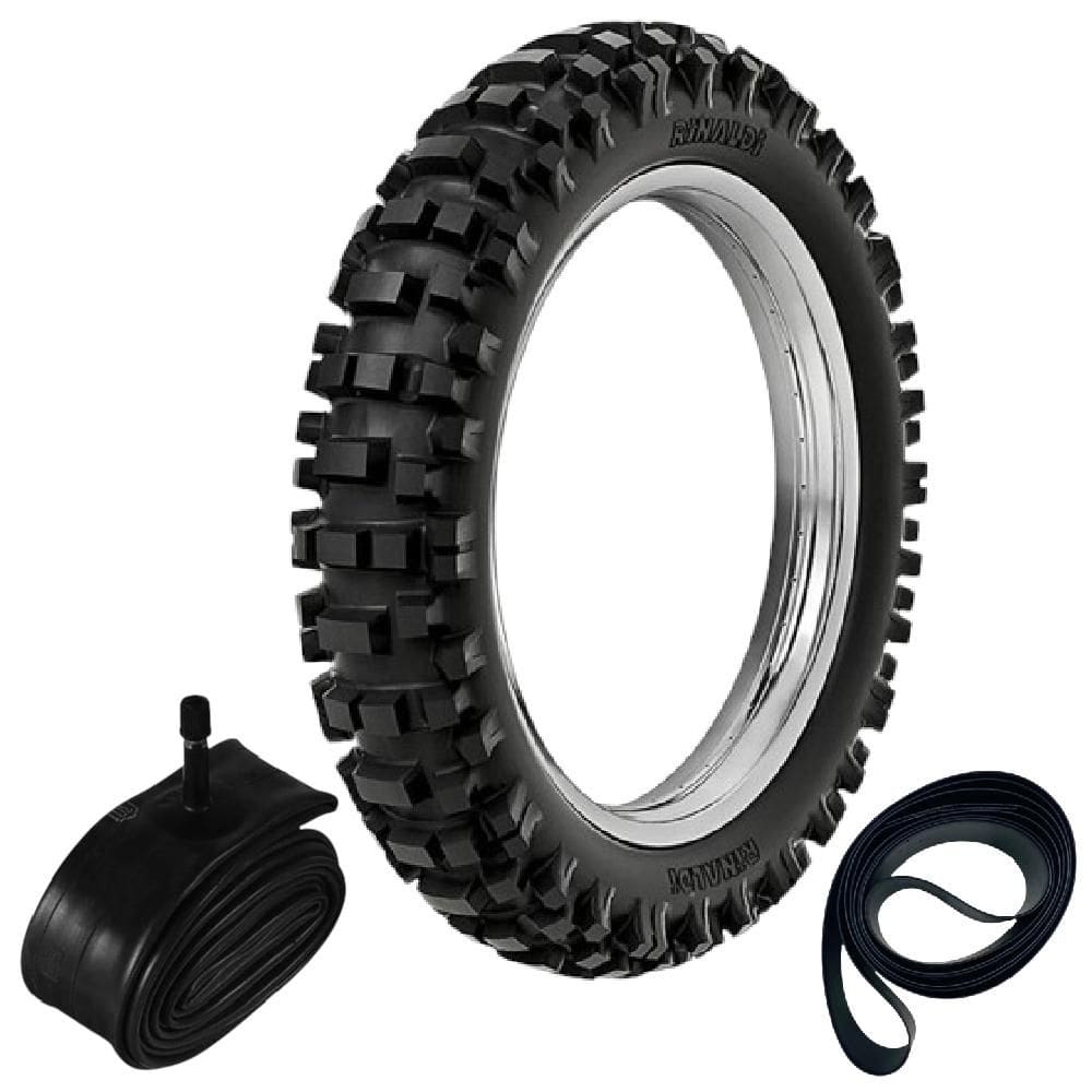 Kit Pneu Trilha Biz 125 Pop 110i Raptor 125 90/100-14 Rmx35 Rinaldi + Câmara + Cinta