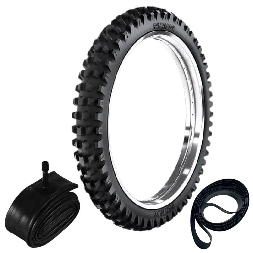 Kit Pneu Kx 450 Crf Cross Trilha 90/90-21 54r He42 Rinaldi + Camara + Cinta