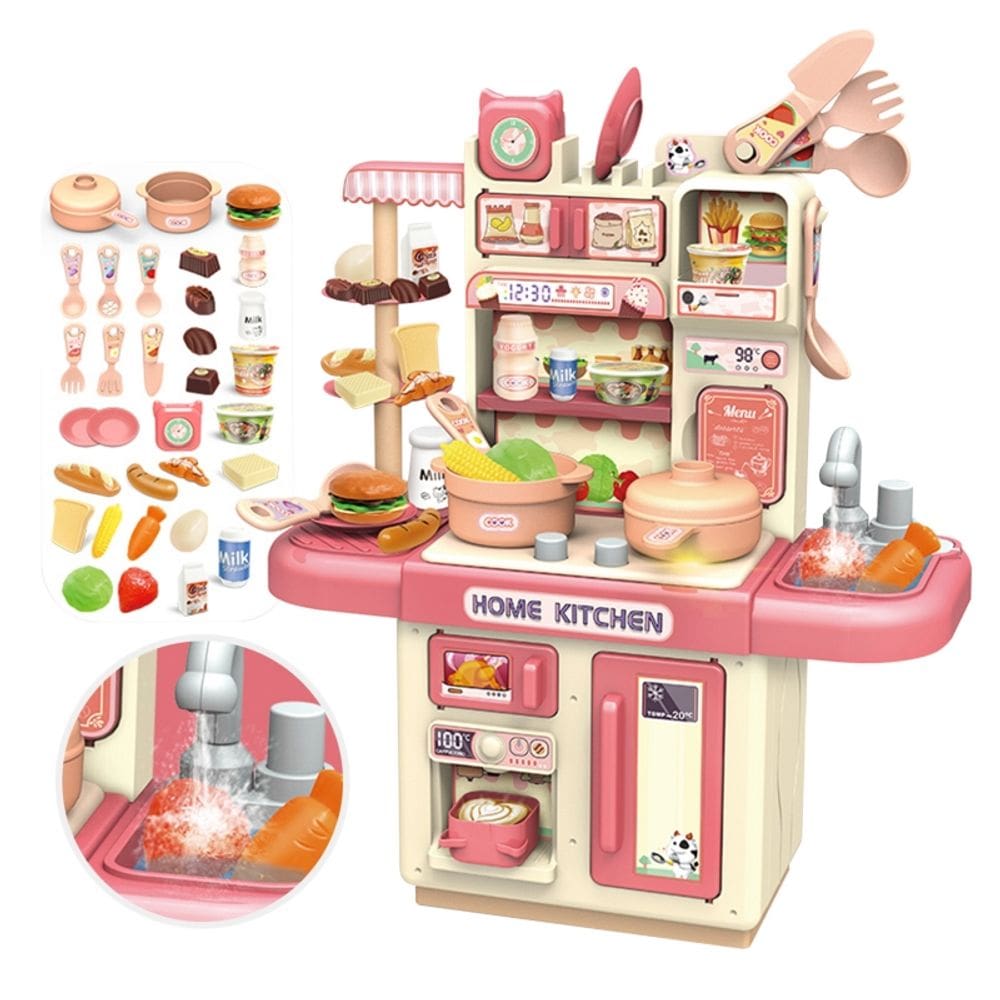 Cozinha de brinquedo com sistema de circulação de água e 32 acessórios