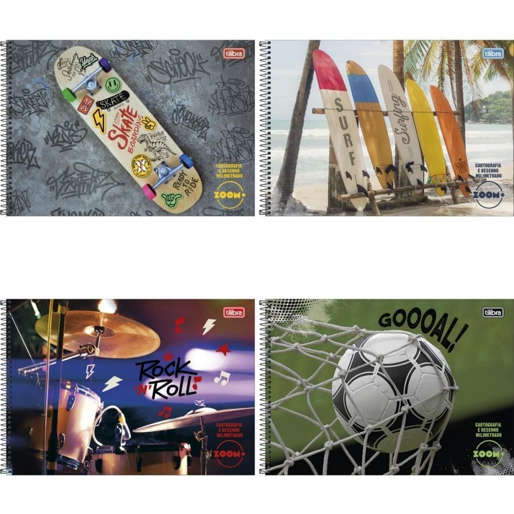 Caderno Desenho Milimetrado Zoom+ 96Fls Masculino Espiral Pc