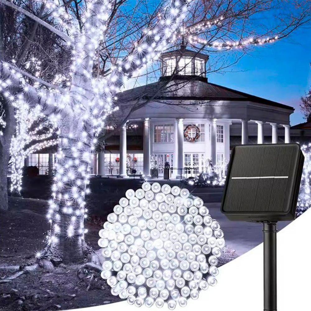 Pisca Cordão Externo Solar Natal 500 Lâmpadas Led Branco 50m
