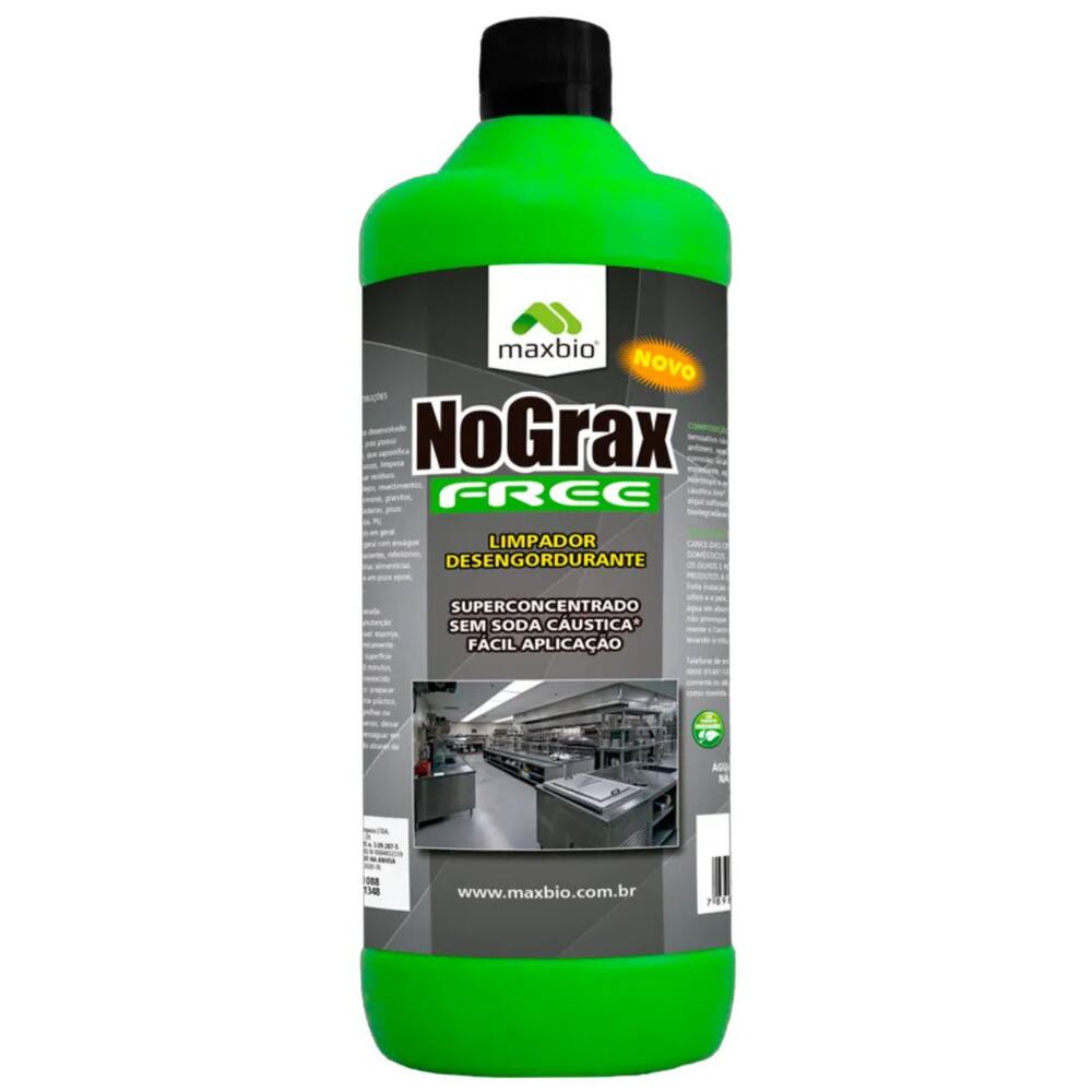 Nograx Free Limpador Desengordurante Concentrado Maxbio 1L Biodegradavel Forno Grelha Fogão