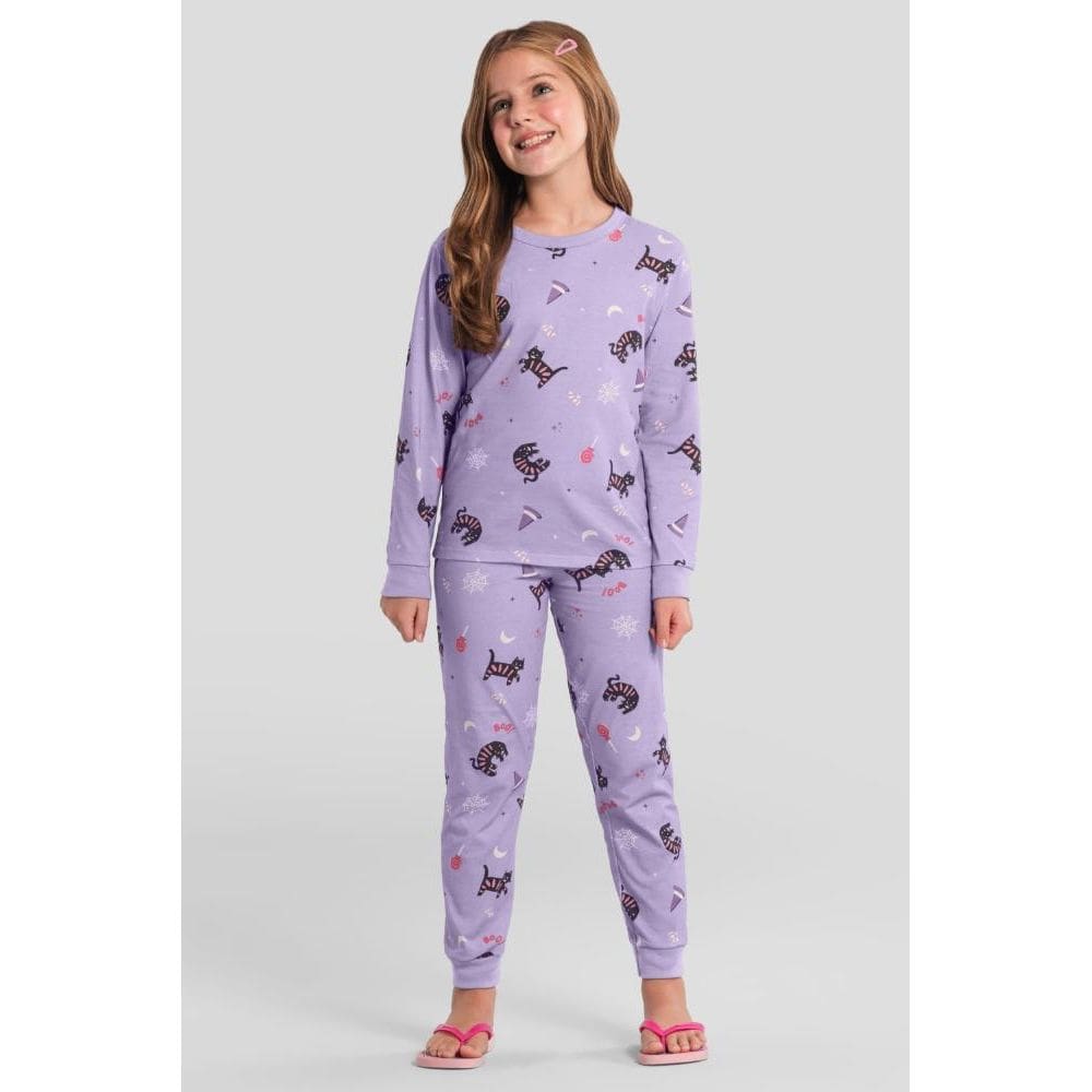 Pijama infantil menina de gatinho Brandili