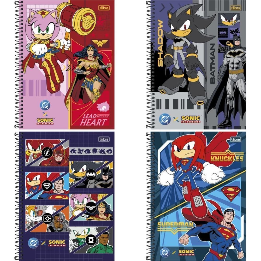 Caderno Espiral 1/4 Capa Dura Sonic 80Fls.