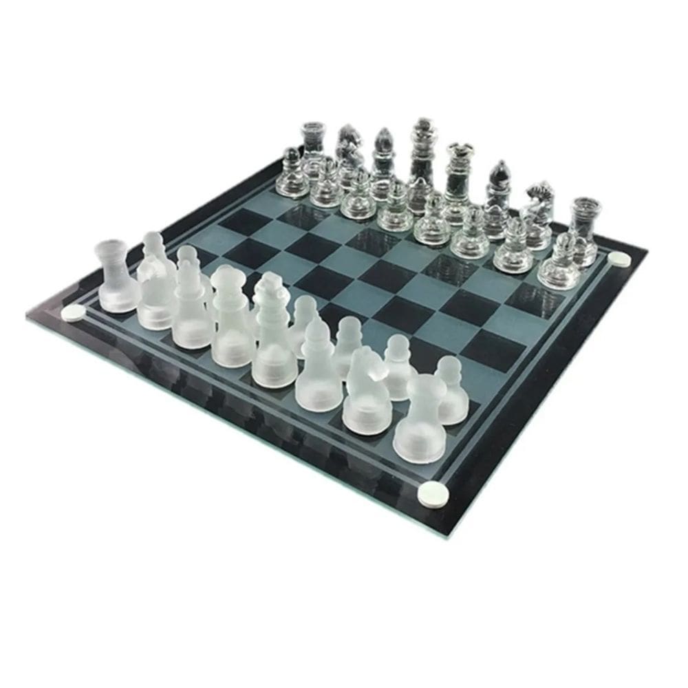 Jogo de xadrez de cristal com 32 peças de cristal
