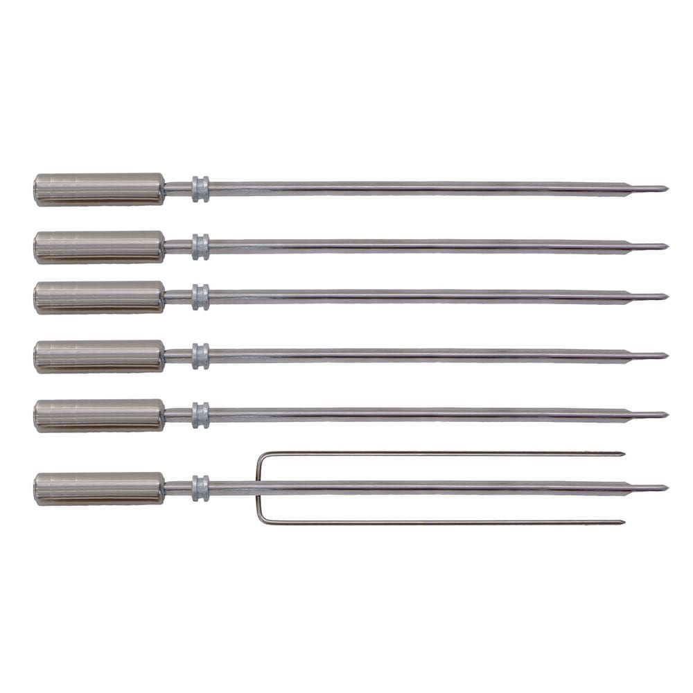 Kit 6 Espetos Cabo Térmico 63cm Rotativo para Churrasqueiras Titan
