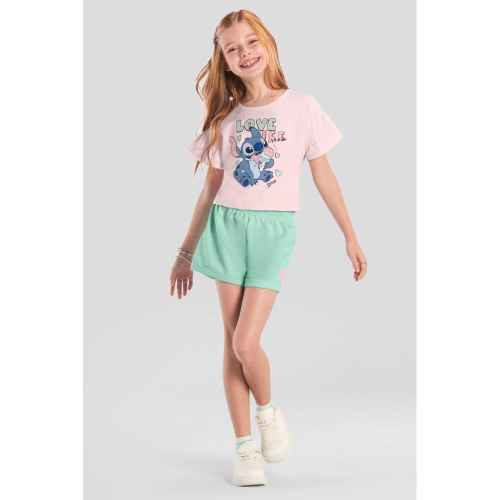 Conjunto infantil menina do Stitch Brandili