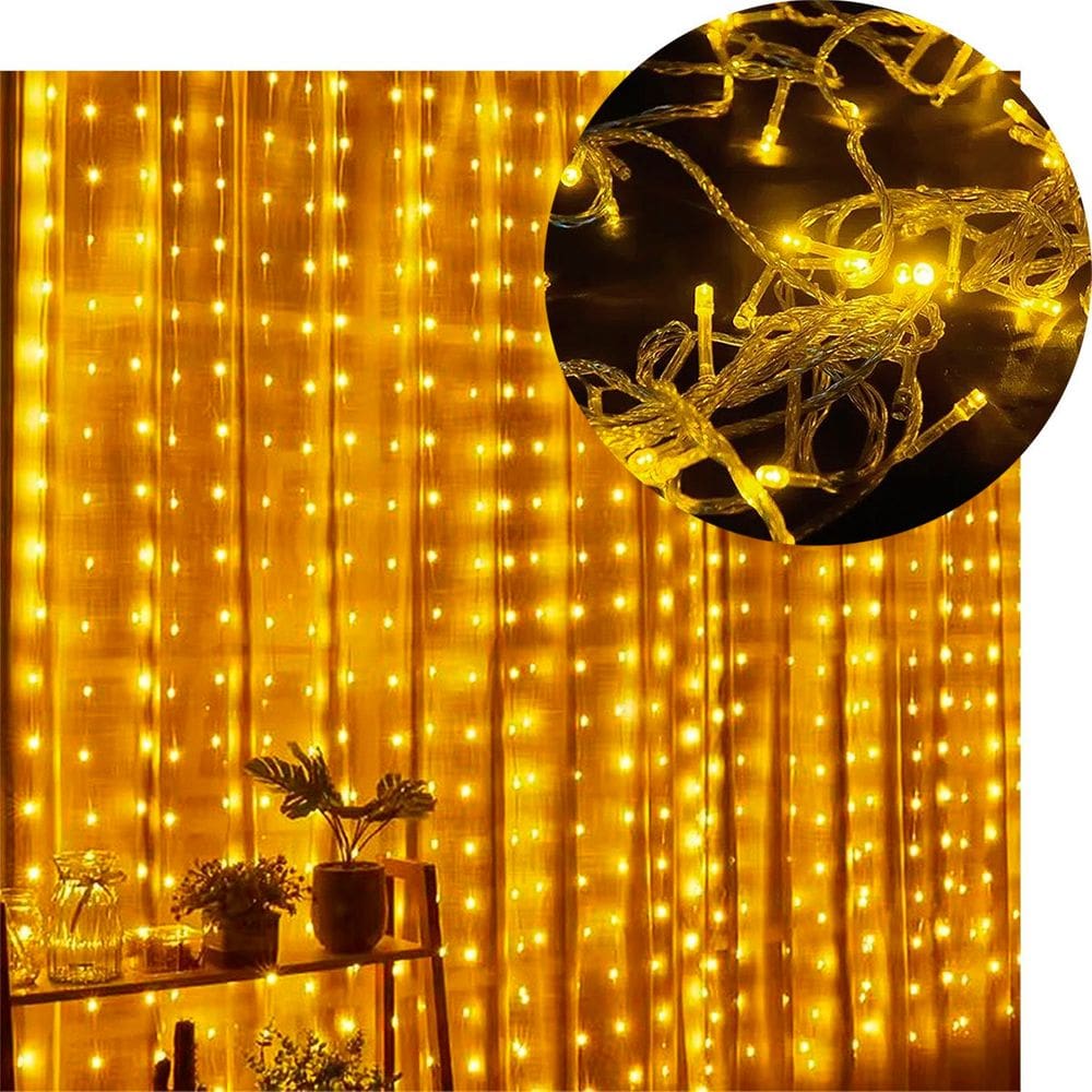 Pisca Cortina Natalina 780 Lâmpadas LEDs Amarelo 5x3m 220v