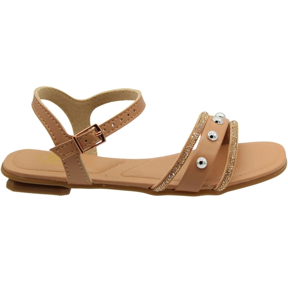 Sandália Rasteira Infantil Molekinha Aplique Strass Menina