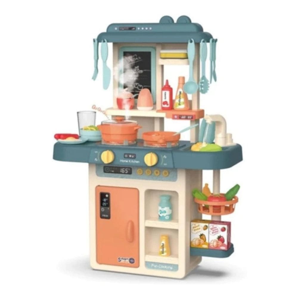 Conjunto de brinquedos de cozinha com 42 acessórios azul claro para crianças a partir de 3 anos