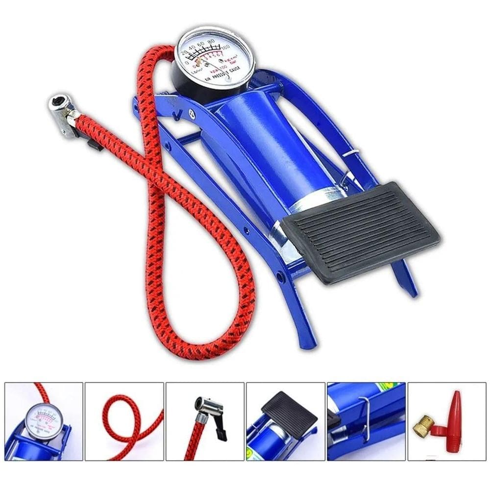 2X Bomba Ar Pedal Alta Pressão Encher Pneu Bicicleta Moto