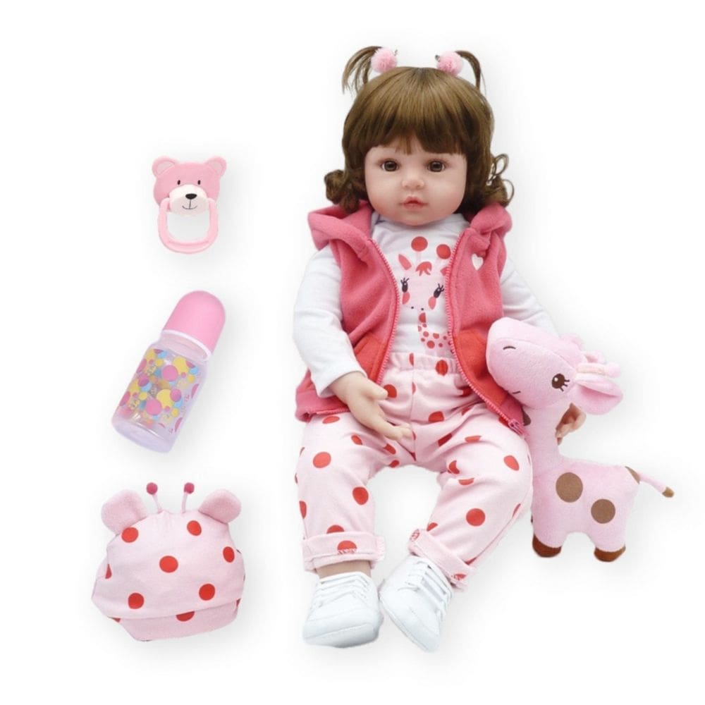 Boneca de vinil Reborn de 48 cm com olhos azuis para meninas