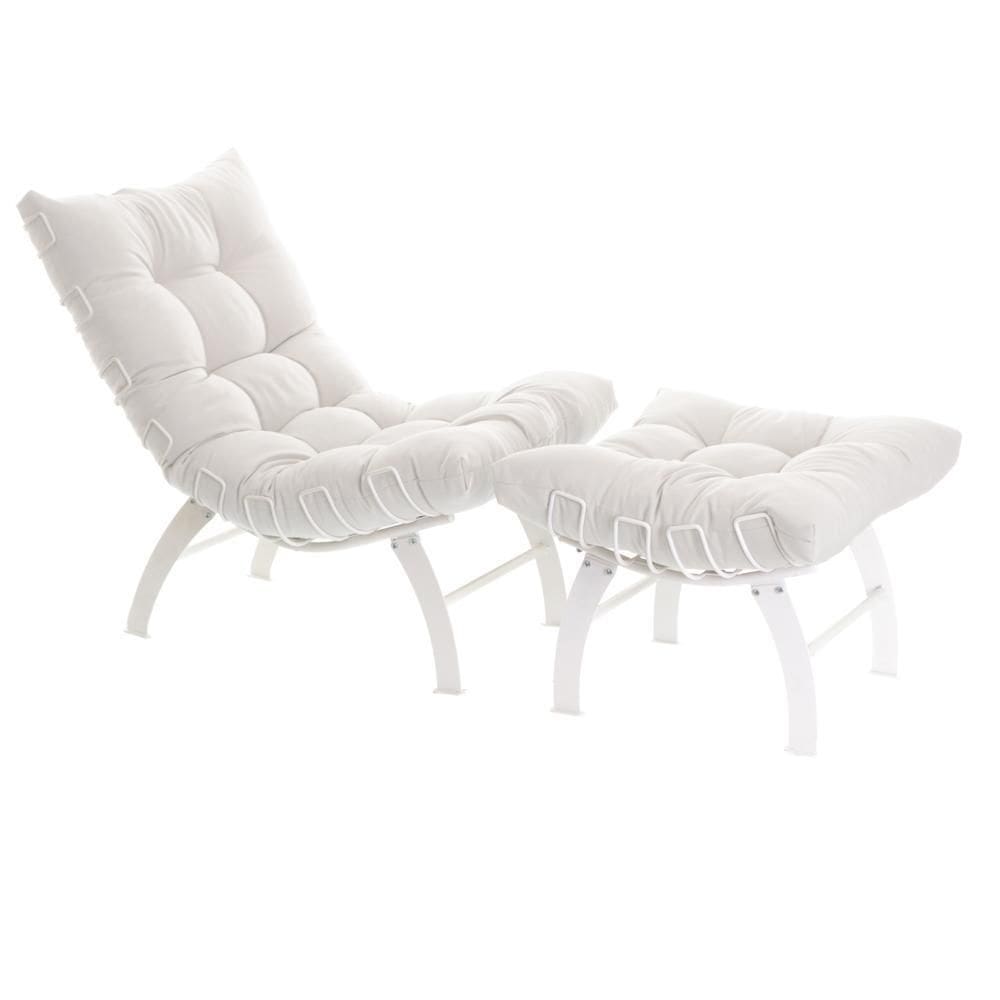 Poltrona Com Puff Wire Costela White