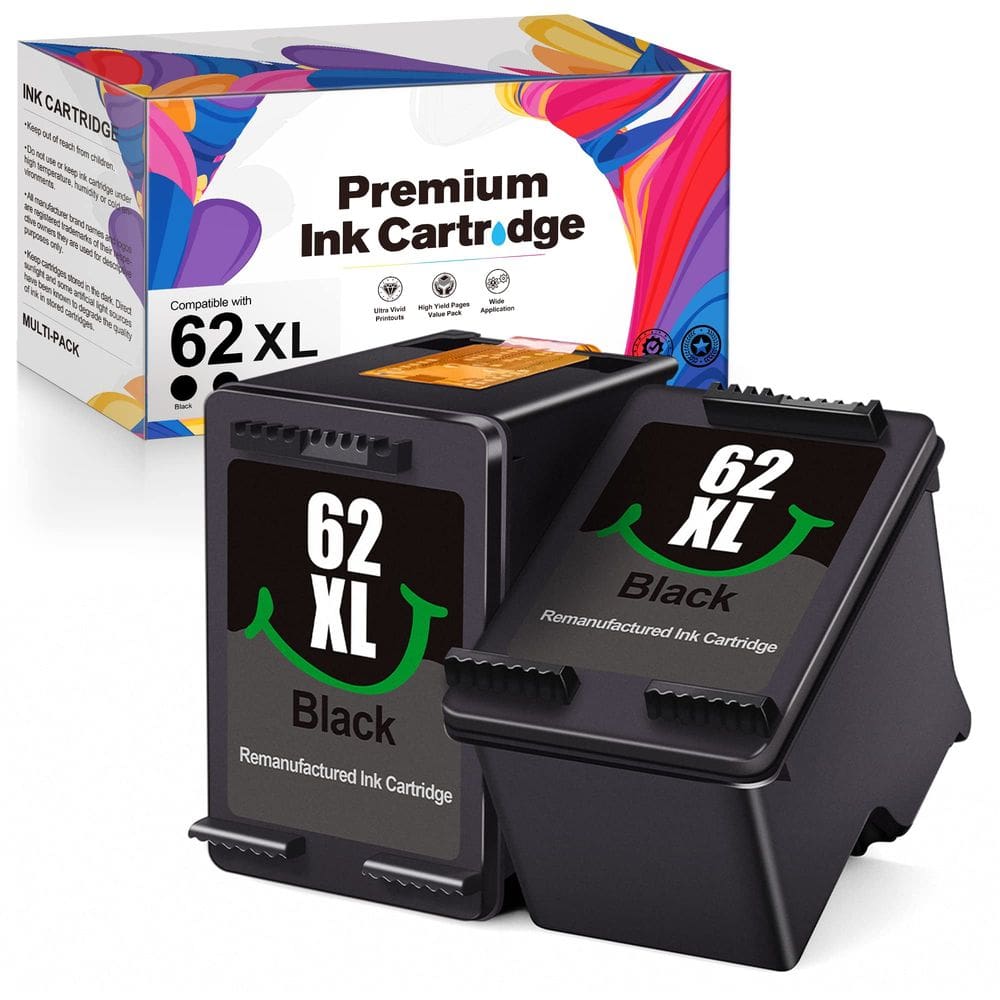 Cartuchos de tinta VOREDO 62XL pretos remanufaturados versão 3.0