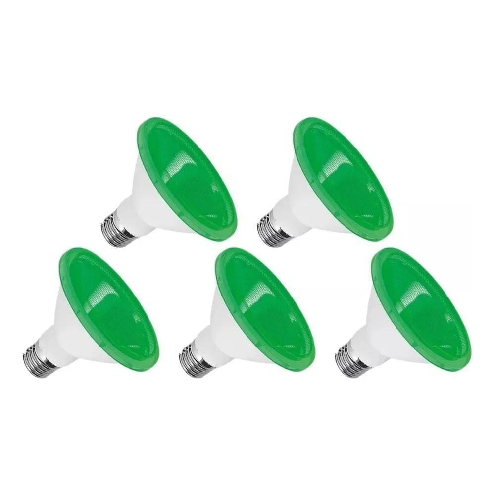 5X Lâmpadas Jardim Verde Par20 Externa Led 6W Prova D`Água