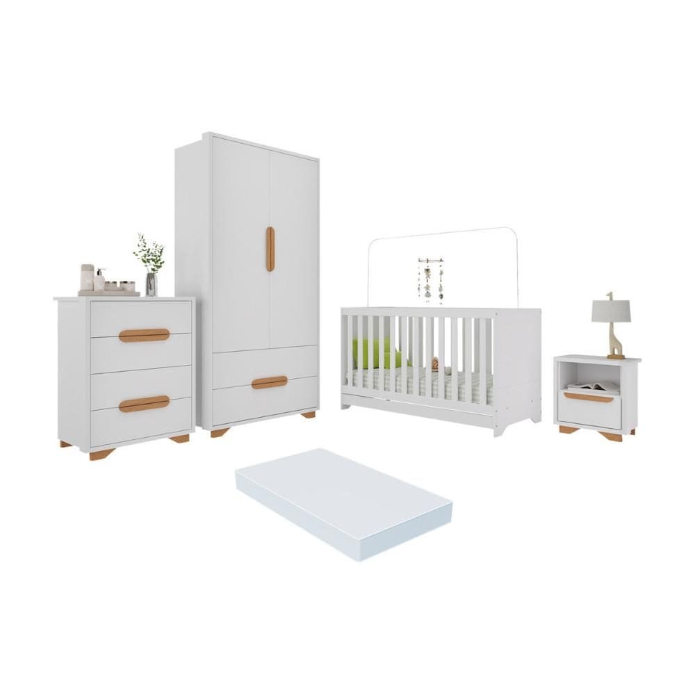 Quarto de Bebê Completo com Berço 3 em 1 com Colchão Incluso Multimóveis MP4400