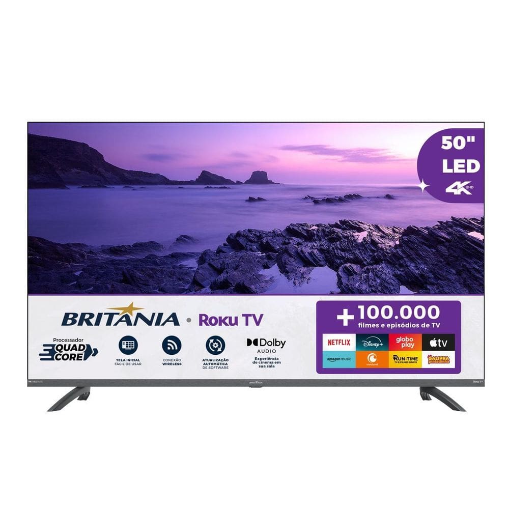 Smart TV 50” Britânia Roku TV Led Dolby Audio BTV50G3ERSGB