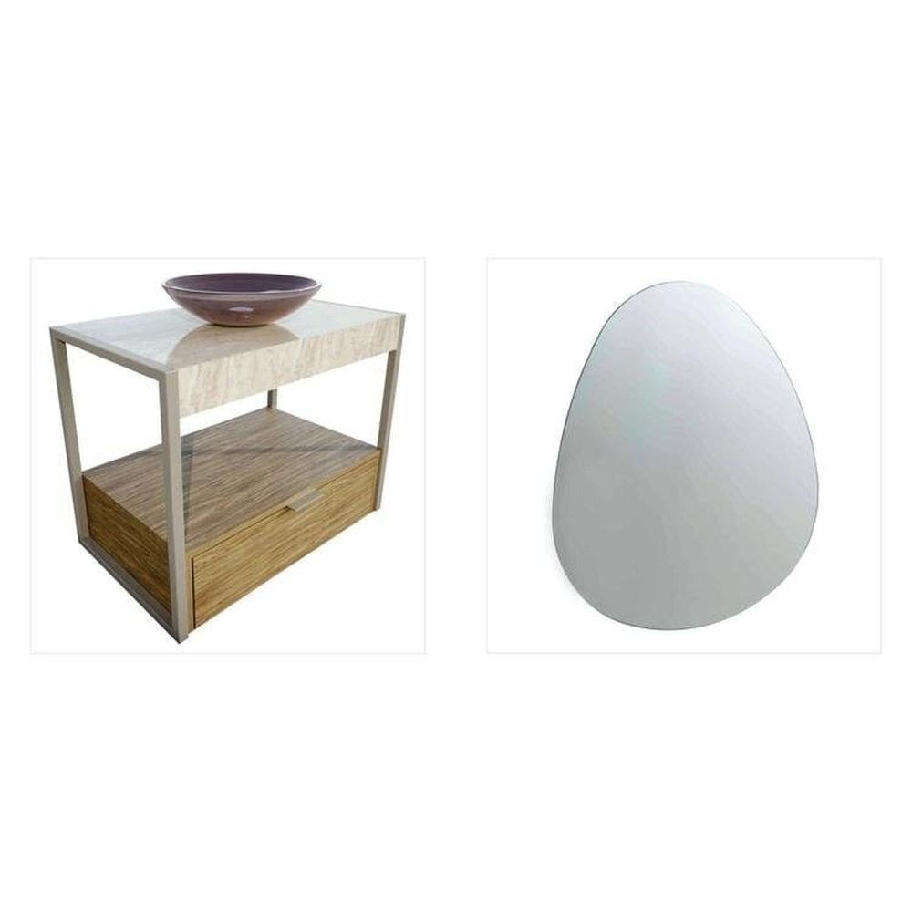 Gabinete Galatas 71,2 Cm Espelho Organico 53 X 70 Cm Branco / Bege