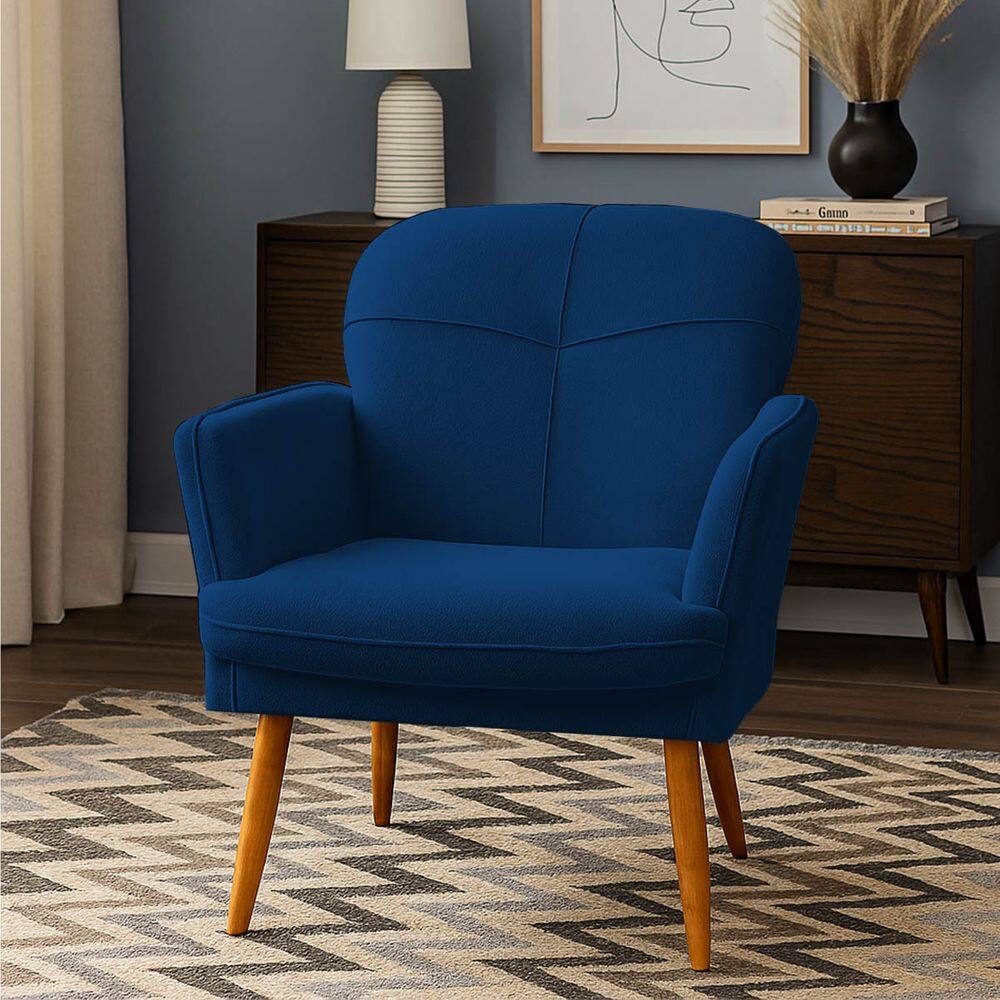 Poltrona Milli com Pés Palito em Madeira Eucalipto Marinho