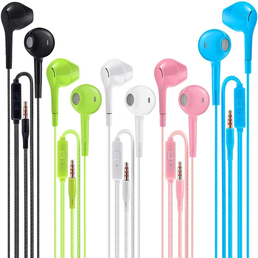 Earbuds, fones de ouvido, Jogteg com microfone, pacote com 5, com fio