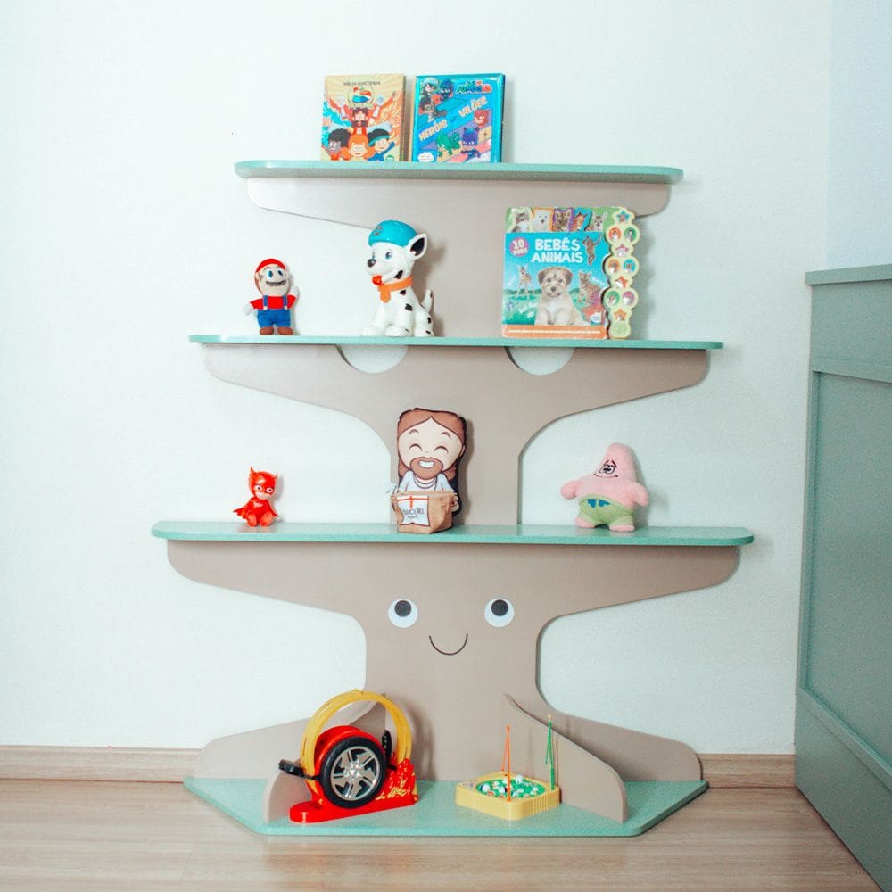 Prateleira Infantil Árvore Design Decor Criativo Organização Quartinho Menina Menino Parede Estilo Natureza