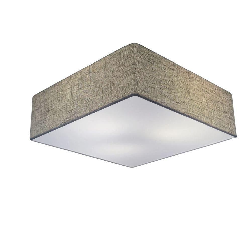 Lustre Plafon Sobrepor Quadrado Vivare CQF5015CZ Cúpula em Tecido Cor Cinza 50x50x15cm