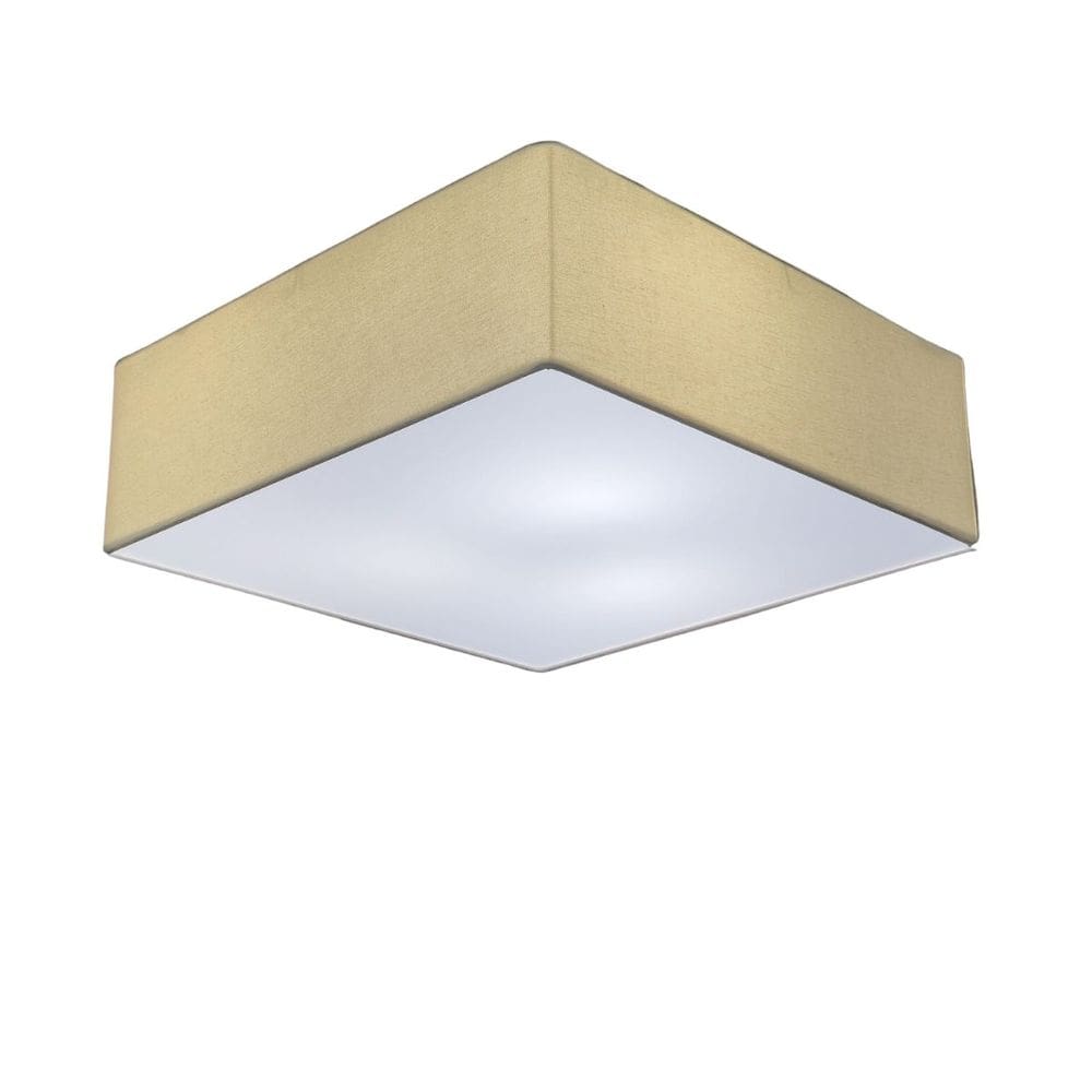 Lustre Plafon Sobrepor Quadrado Vivare CQF5015LA Cúpula em Tecido Cor Bege 50x50x15cm