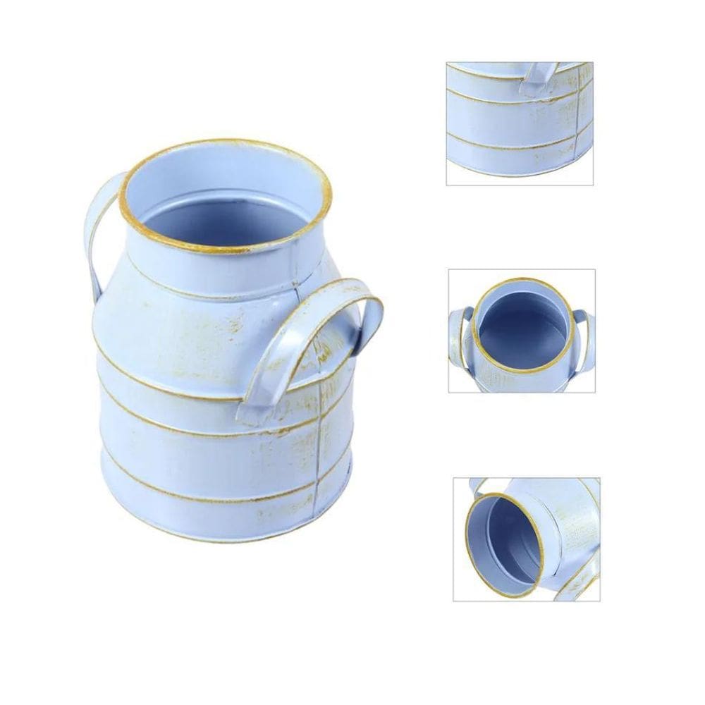 Vaso Balde De Flores Decorativo De Ânfora De Ferro Leiteira