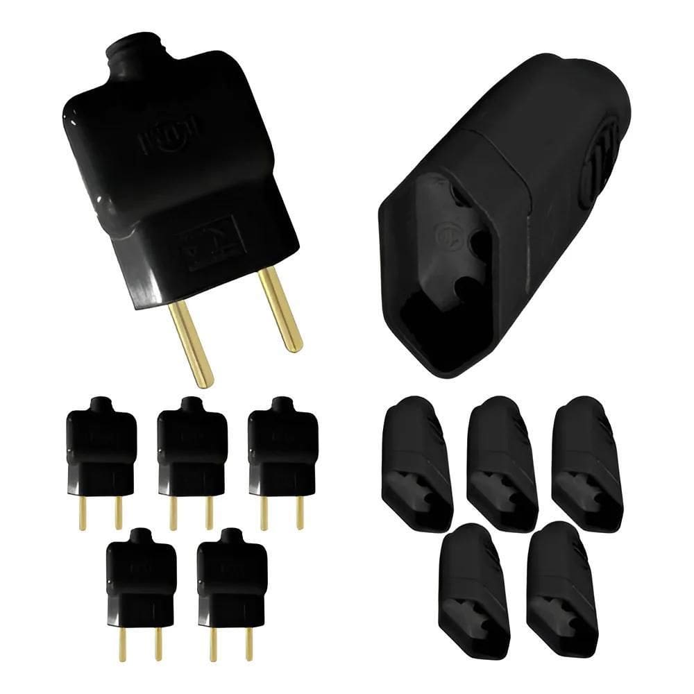 2X Kit 5 Tomada Fêmea 3 Pinos 10A/20A Y 5 Pino Macho 2P 10