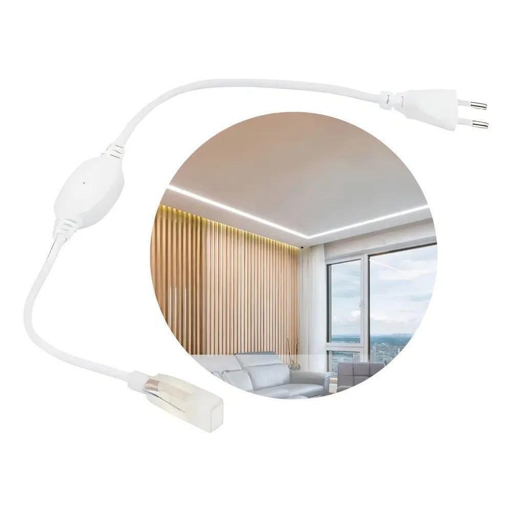 Fita Led Chata 3 Metros 6000K Branco Frio + Fonte Conector L
