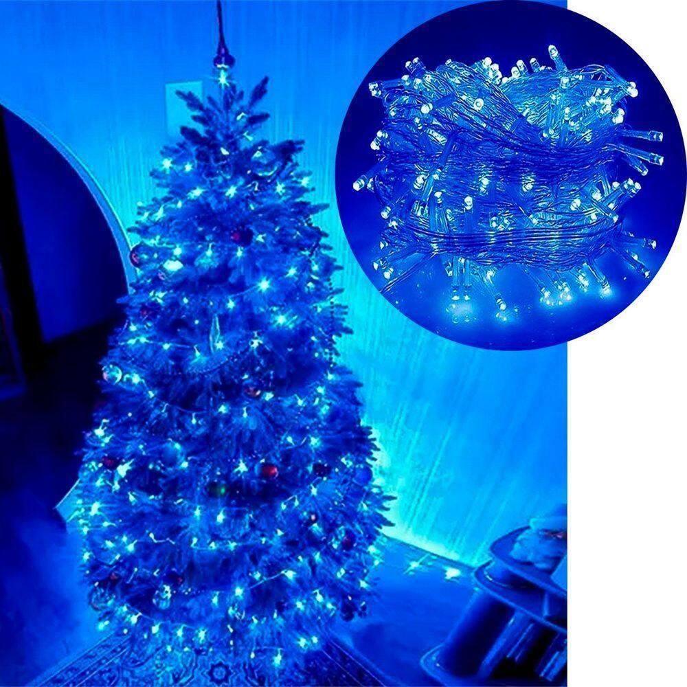 Pisca Cordão Varal Natal 100 Lâmpadas Leds Azul De 10m 220v