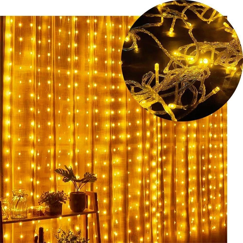Pisca Cortina Natalina 520 Lâmpadas Leds Amarelo 5x2m 220v